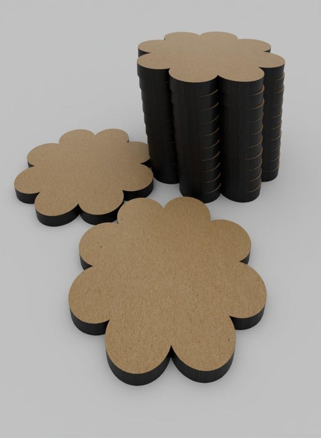 PICRAZEE مجموعة قواعد أكواب خشبية من خشب MDF من PICRAZEE على شكل زهرة، مكونة من 12 قطعة، مناسبة للأعمال اليدوية، وفن الماندالا، وفن الراتنج، والرسم، ومجموعة أدوات تزيين الحرف اليدوية، مقاس 4 بوصة (FL_12). - Image 3